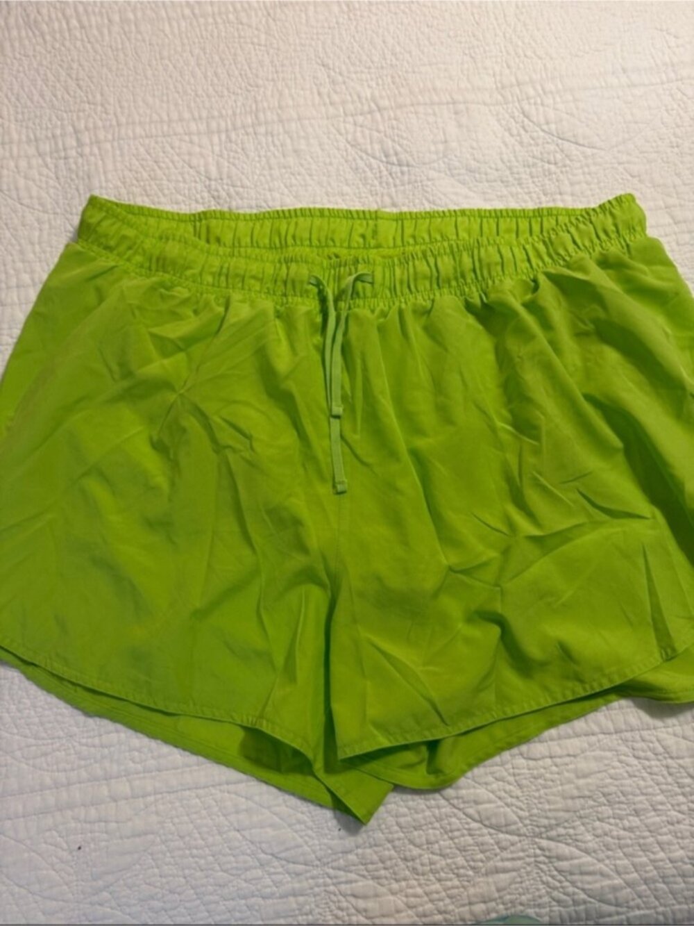 Neon Green Drawstring Athletic Shorts